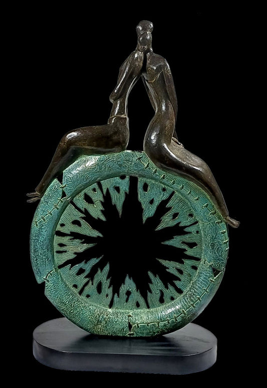 Subrata Paul's 'Life Circle' Bronze Sculpture: Symbolic Human Journey on Time Wheel