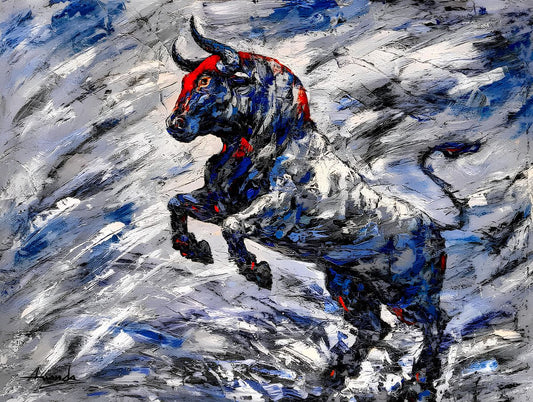 Ananda Das's Alchemist Empyrean Bull Painting: Prosperity, Fortune, Success, Wealth Artwork