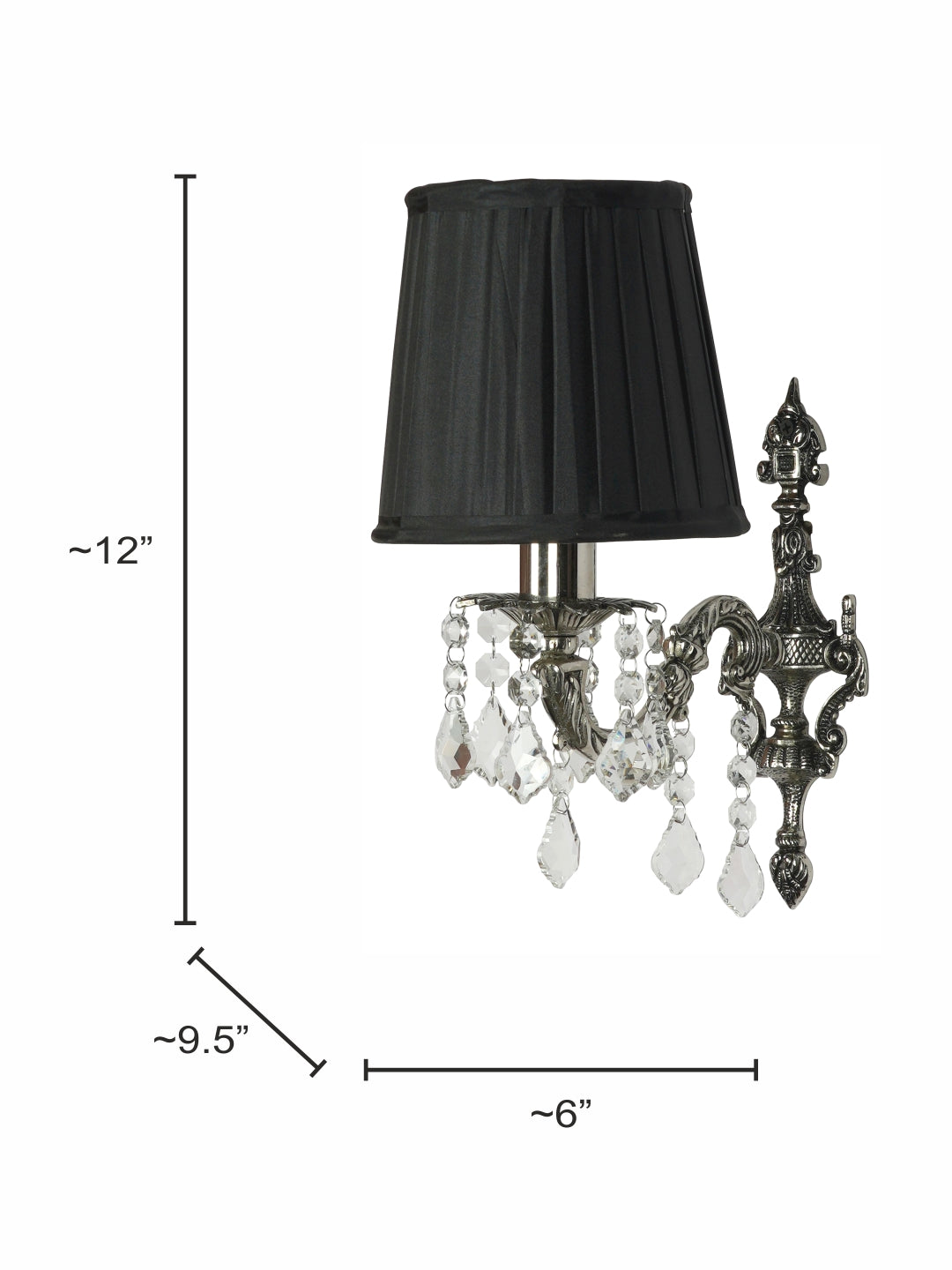 Silver Fabric Brass 1-Light Wall Sconce – 30.5 cm