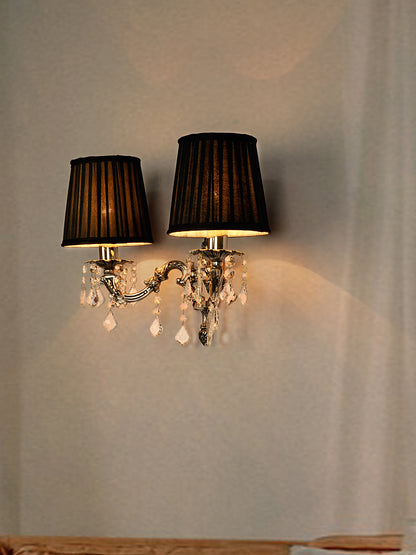 Antique Silver Crystal Brass 2-Light Wall Sconce – 39.4 cm
