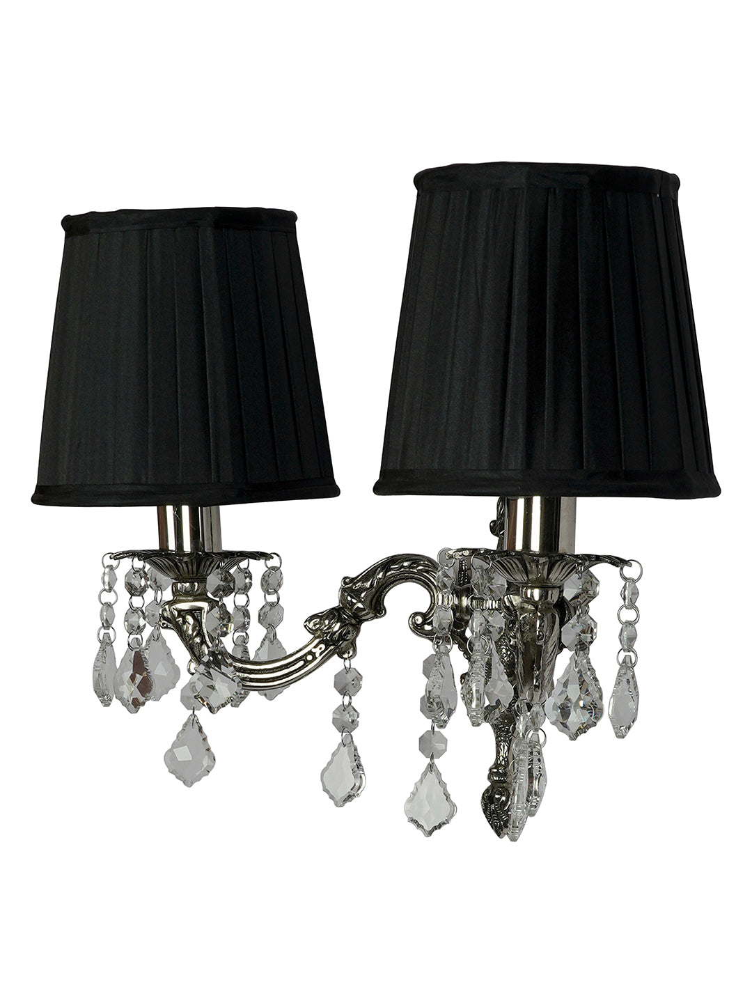 Antique Silver Crystal Brass 2-Light Wall Sconce – 39.4 cm