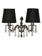 Antique Silver Crystal Brass 2-Light Wall Sconce – 39.4 cm