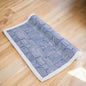 Modern Retro Blue Cotton Rug | Stripes & Curve Print | Mid-Century Modern