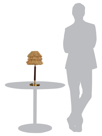 Bohemian Style Table Lamp with Munja Hay Shade