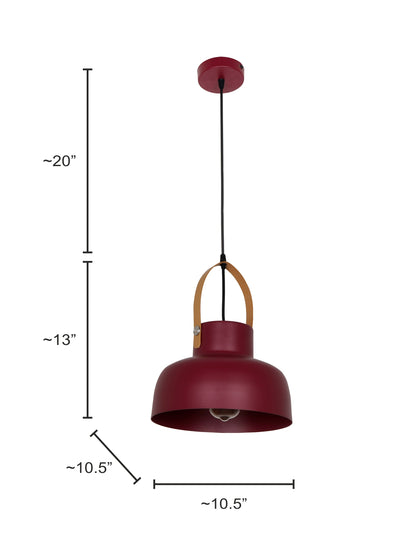 Maroon Mild Steel 1-Light Pendant Light – 25.4 cm