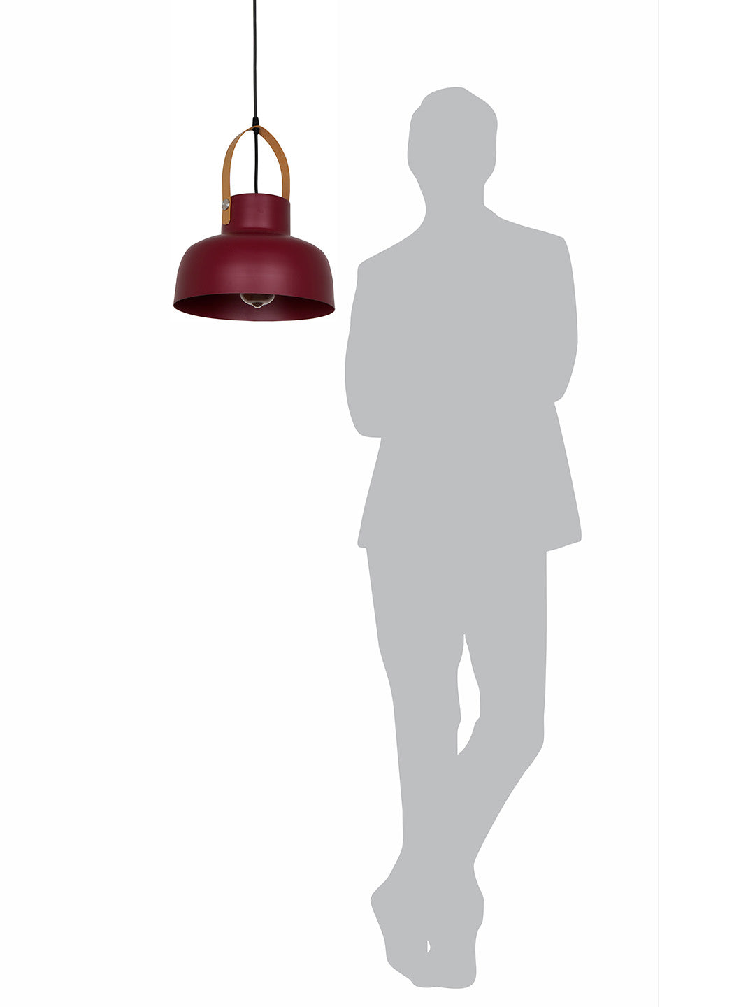 Maroon Mild Steel 1-Light Pendant Light – 25.4 cm
