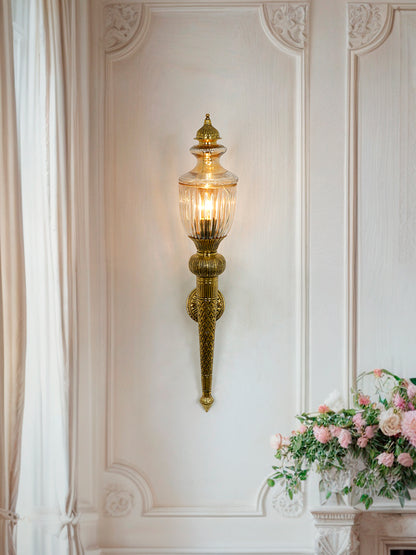 Brass Antique Glass 1-Light Wall Sconce – 76.2 cm