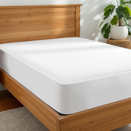 Premium White Quilted Cotton Mattress Protector – Breathable Waterproof