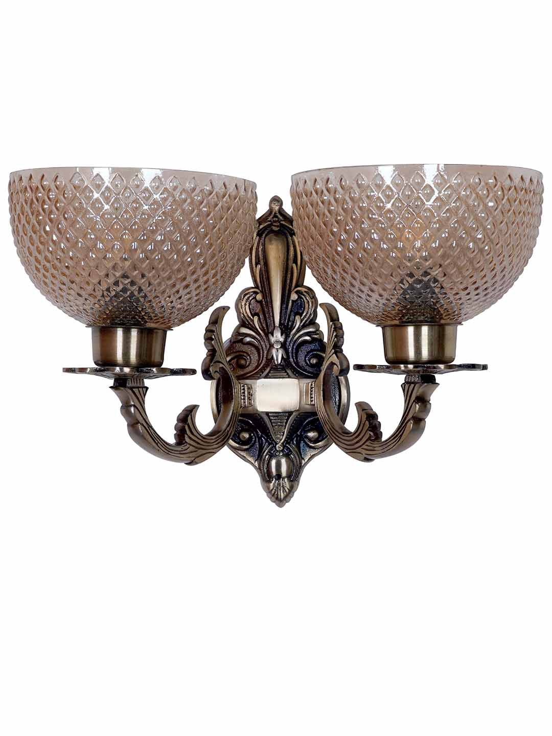 Brass Antique Glass Aluminium 2-Light Wall Sconce – 38.1 cm
