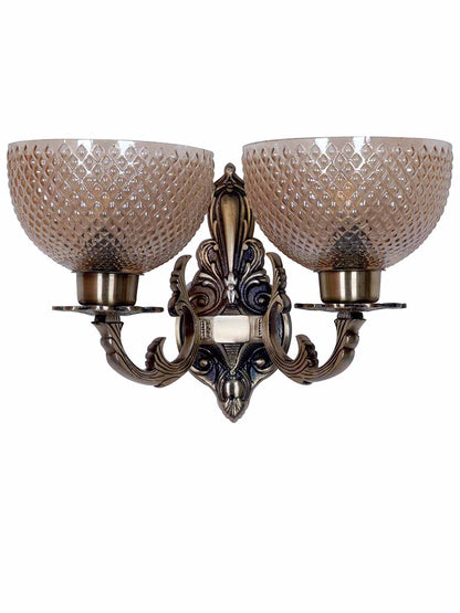 Brass Antique Glass Aluminium 2-Light Wall Sconce – 38.1 cm