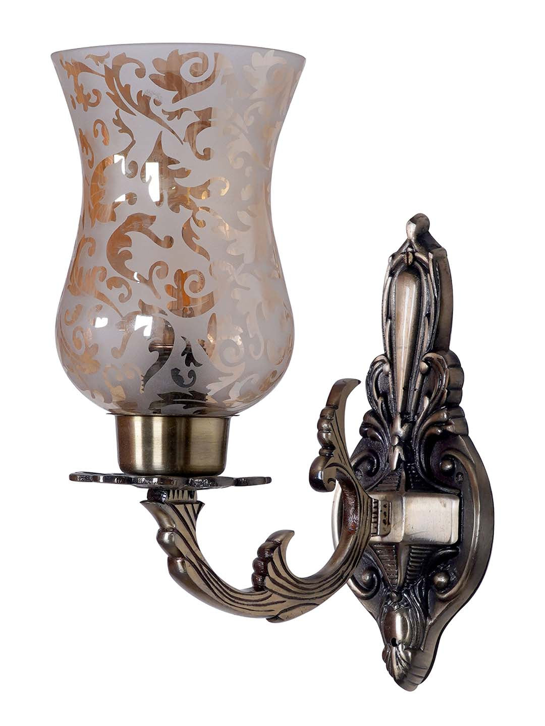 Brass Antique Aluminium Glass 1-Light Wall Sconce – 30.5 cm