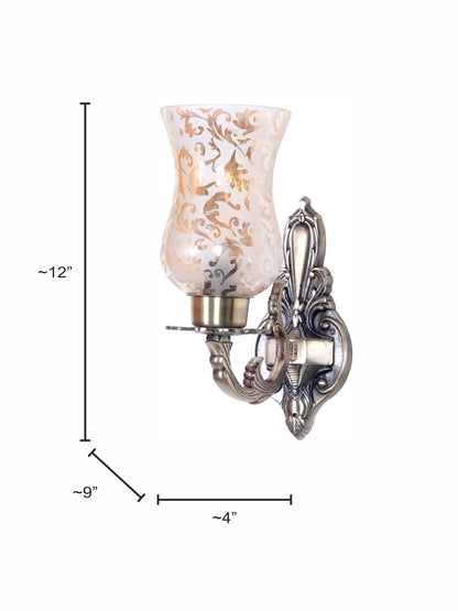 Brass Antique Aluminium Glass 1-Light Wall Sconce – 30.5 cm
