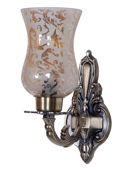 Brass Antique Aluminium Glass 1-Light Wall Sconce – 30.5 cm