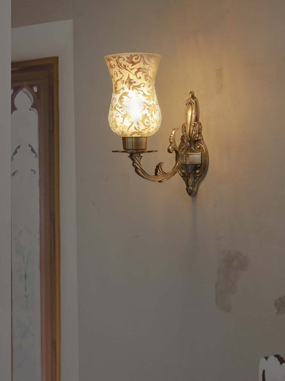 Brass Antique Aluminium Glass 1-Light Wall Sconce – 30.5 cm