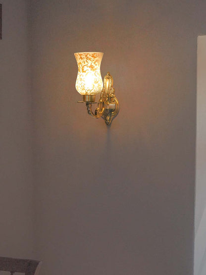 Brass Antique Aluminium Glass 1-Light Wall Sconce – 30.5 cm