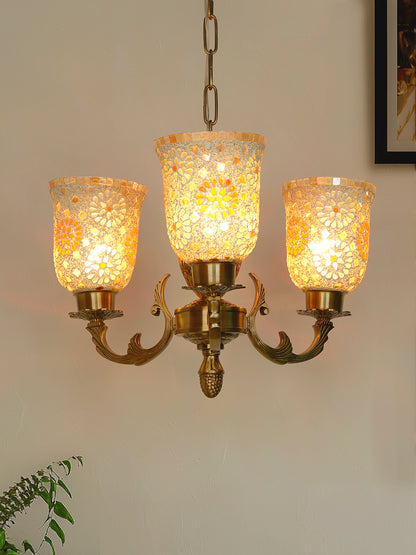 Brass Antique 3-Light Chandelier – 53.3 cm