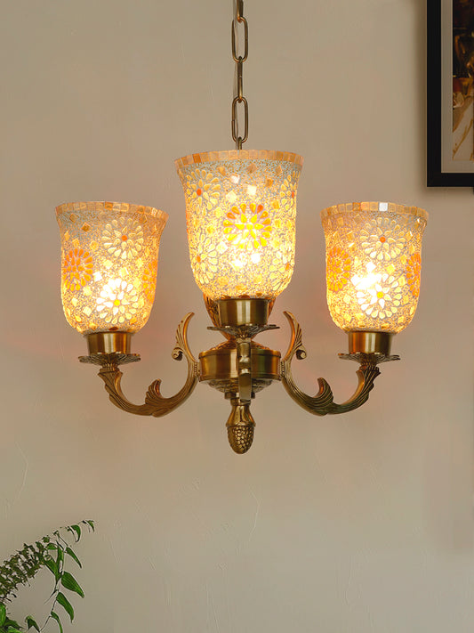 Brass Antique 3-Light Chandelier – 53.3 cm
