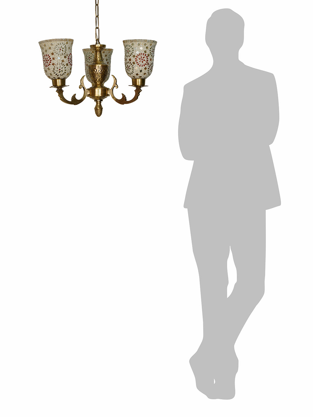 Brass Antique 3-Light Chandelier – 53.3 cm