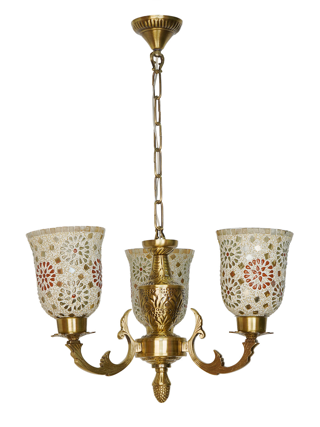 Brass Antique 3-Light Chandelier – 53.3 cm