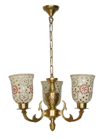 Brass Antique 3-Light Chandelier – 53.3 cm