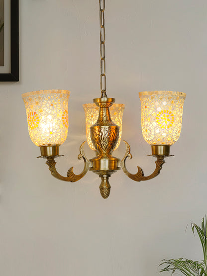 Brass Antique 3-Light Chandelier – 53.3 cm