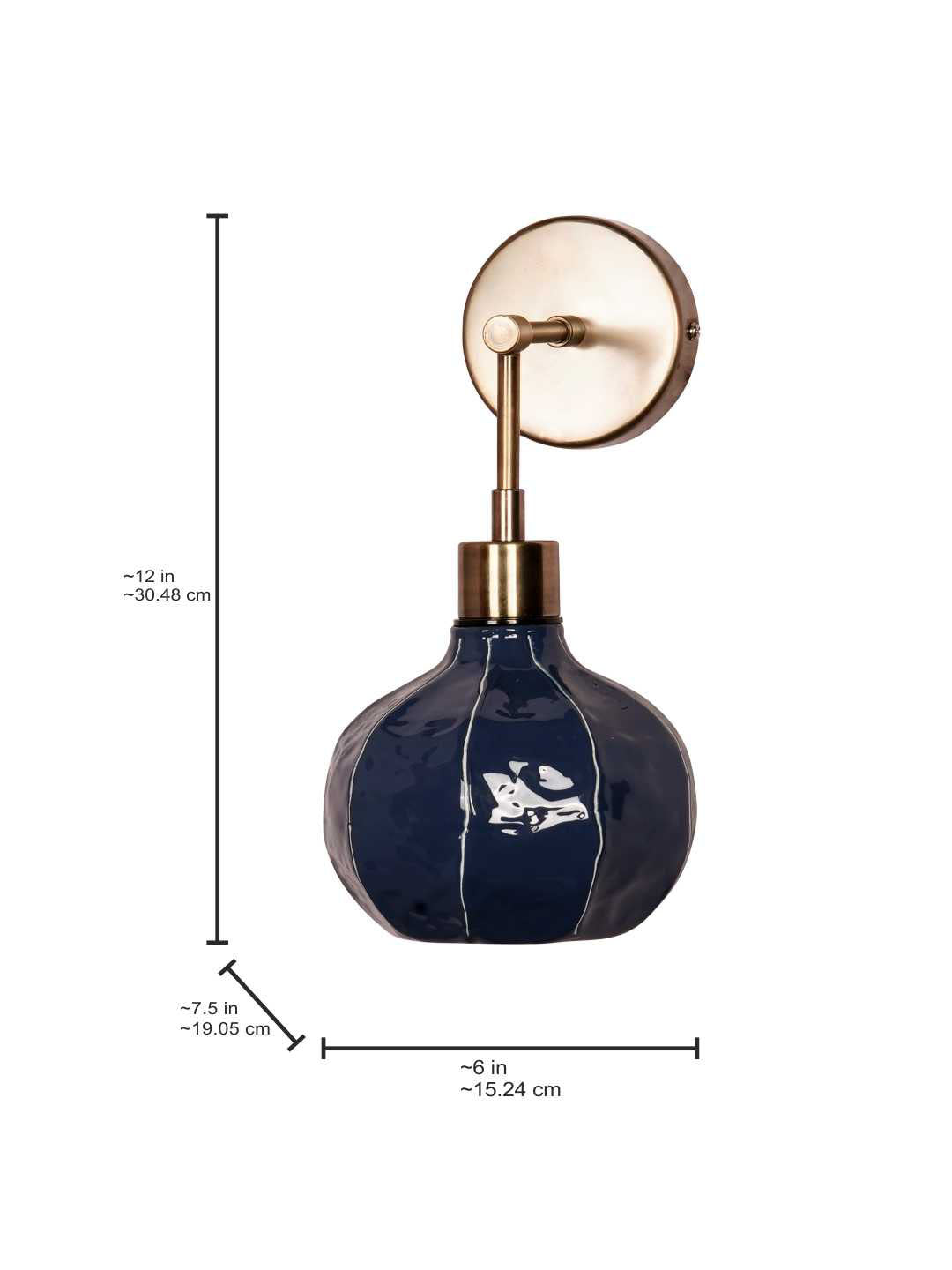 Brass Antique Mild Steel 1-Light Wall Sconce – 30.5 cm