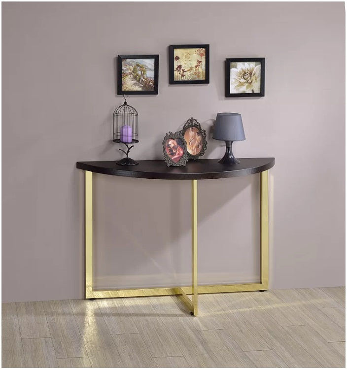 Millenial Half-Round Marble Top Console Table with Modern Metal Base