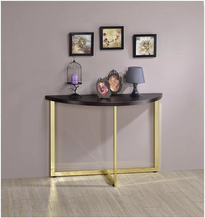 Millenial Half-Round Marble Top Console Table with Modern Metal Base