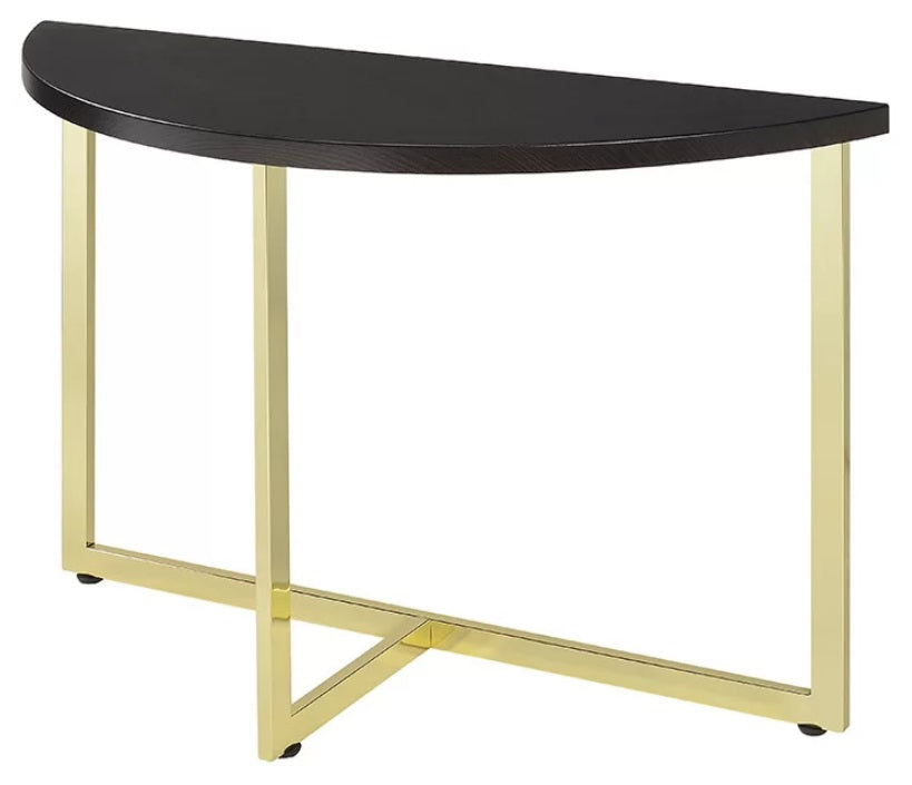 Millenial Half-Round Marble Top Console Table with Modern Metal Base