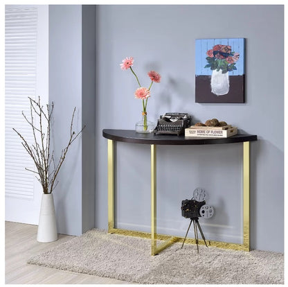 Millenial Half-Round Marble Top Console Table with Modern Metal Base