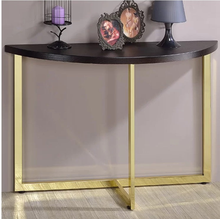 Millenial Half-Round Marble Top Console Table with Modern Metal Base