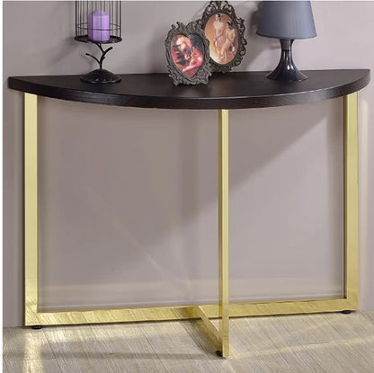 Millenial Half-Round Marble Top Console Table with Modern Metal Base