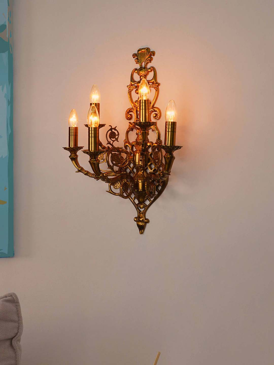 Brass Antique Aluminium 5-Light Wall Sconce – 63.5 cm