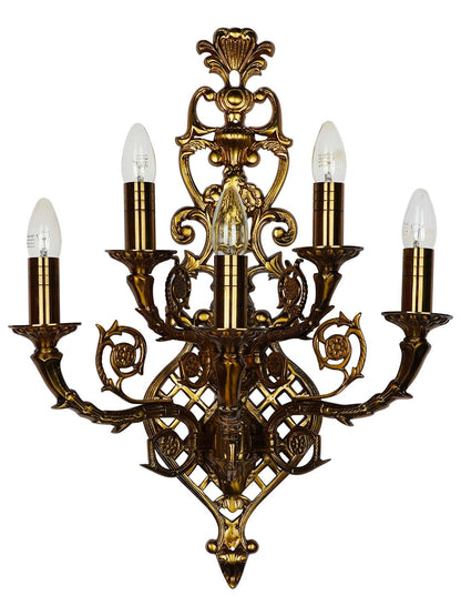 Brass Antique Aluminium 5-Light Wall Sconce – 63.5 cm