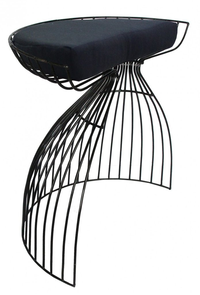 Contemporary Spun Metal London Stools with Cushions - Set of 2