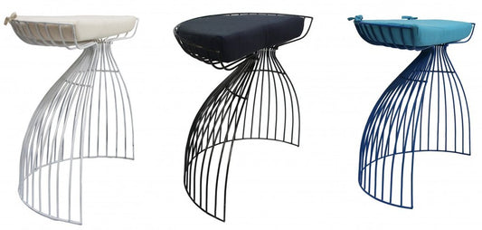Contemporary Spun Metal London Stools with Cushions - Set of 2