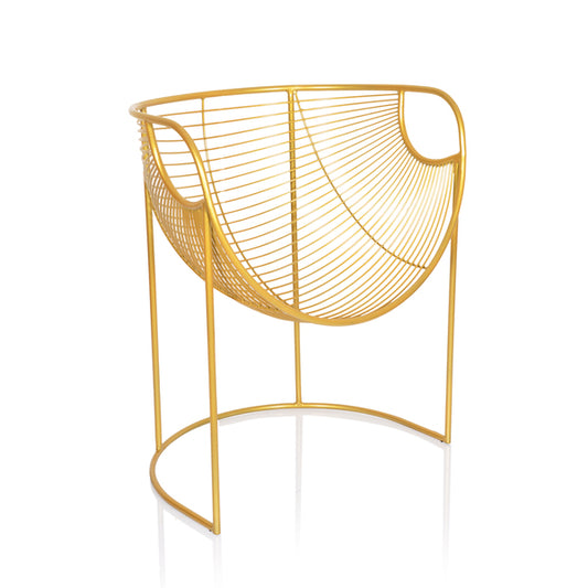 New York Contemporary Glam Metal Wireframe Accent Chair | Curved Design, Firm Seat