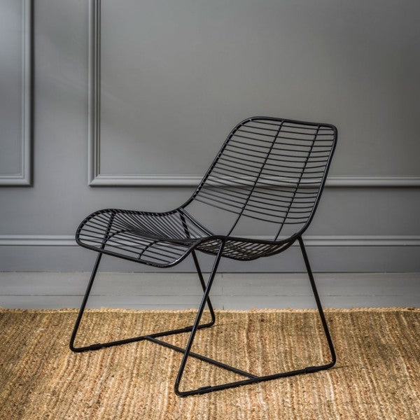 New York Contemporary Black Metal Linear Accent Chair for Modern Homes