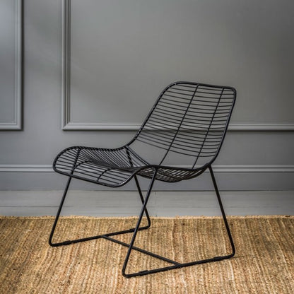 New York Contemporary Black Metal Linear Accent Chair for Modern Homes