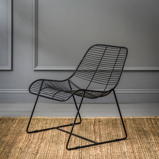 New York Contemporary Black Metal Linear Accent Chair for Modern Homes