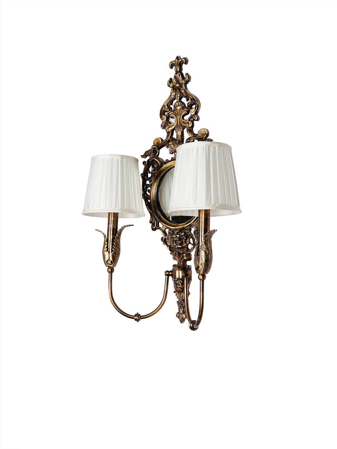 Brass Antique Fabric Aluminium 2-Light Wall Sconce – 63.5 cm