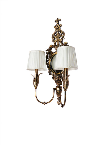 Brass Antique Fabric Aluminium 2-Light Wall Sconce – 63.5 cm