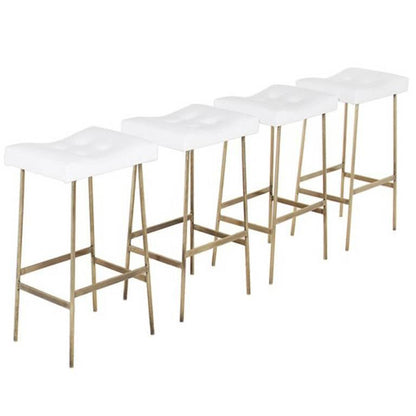 Premium Metal Leather Bunda Bar Stool - Tufted Upholstery, Custom Heights