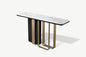 Luxury Art Deco Marble Top Console with Antique Gold Metal Base