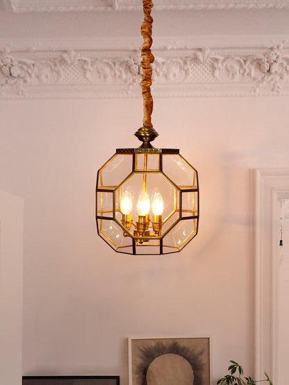 Brass Antique Glass 4-Light Pendant Light – 30.5 cm