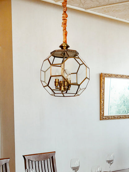 Brass Antique Glass 4-Light Pendant Light – 30.5 cm