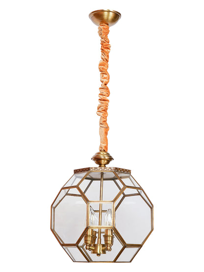 Brass Antique Glass 4-Light Pendant Light – 30.5 cm