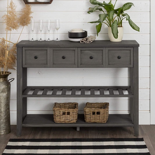 Wood Buffet Sideboard Entryway Serving Storage Cabinet Doors Dining Room Console, 48 Inch, Grey