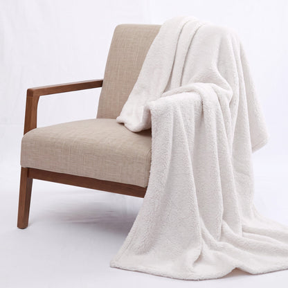 Snow White Parka Faux Fur Throw Blanket | 50 × 60 inches | Faux Suede Back