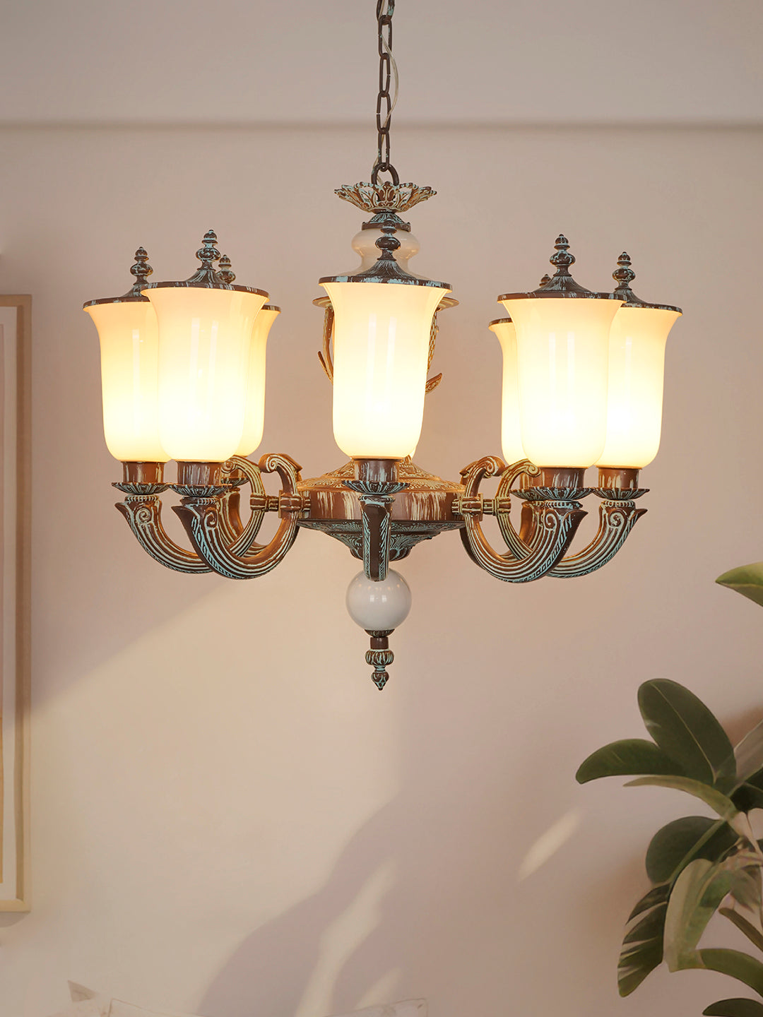 Bronze Patina Aluminium 8-Light Chandelier – 80 cm